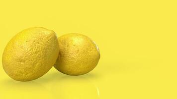 The lemon on yellow  background for food or drink concept 3d rendering photo