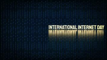 The gold text on digital background for International Internet Day 3d rendering photo