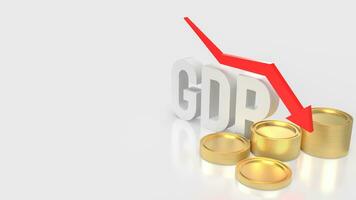 The GDP text and coins for Business concept 3d rendering photo