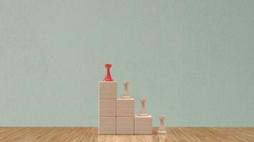The chess on cube wood for Business concept 3d rendering photo