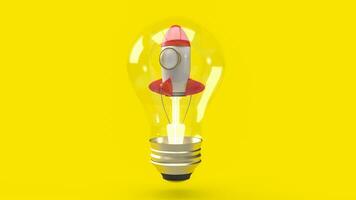 The rocket in bulb for startup Business concept 3d rendering photo