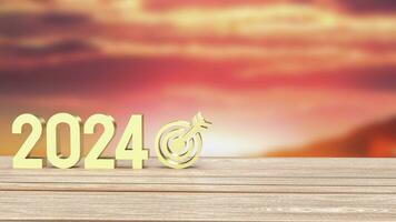 The Gold 2024 Number for New year Business concept 3d rendering photo