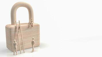 The man and lock for Business security concept 3d rendering photo