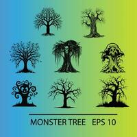 Six Creepy Trees on a Colorful Background vector