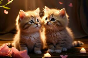 A duo of kittens emanates affection, embodying Valentines Days spirit AI Generated photo