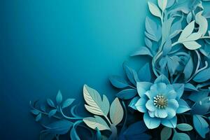 Stylish blue backdrop with floral patterns, including the word blue AI Generated photo