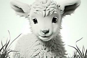 Lambs captivating innocence shines through in black and white sketch AI Generated photo