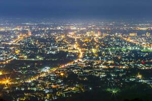 View cityscape over the city center of Chiang mai,Thailand at twilight night. photo