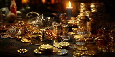 3d representación imagen de oro y carbón VIP chip con diamante, casino, dinero, dado foto