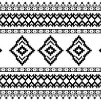 Tribal abstract geometric background. Indigenous seamless pixel pattern. Ethnic design for textile and embroidery. Black and white color. vector