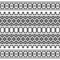 Geometric seamless folk pattern. Aztec and Navajo tribal with pixel style. Ethnic decoration design for textile and embroidery. Black and white color. vector