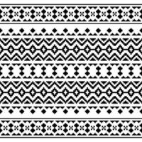 Geometric seamless folk pattern. Aztec and Navajo tribal with pixel style. Ethnic decoration design for textile and embroidery. Black and white color. vector