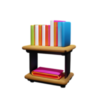 bookshelf 3d rendering icon illustration png