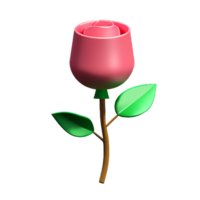 pink rose 3d rendering icon illustration png