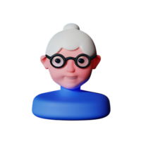 abuela cara 3d representación icono ilustración png