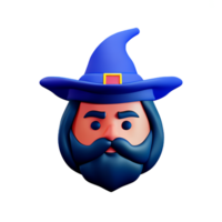 wizard face 3d rendering icon illustration png