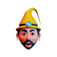 wizard face 3d rendering icon illustration png
