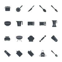 Vector set of Cooking icons. such as secure pan, knife, spoon and more. Set for Web and App Isolated on White Background. Vector illustration