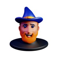 wizard face 3d rendering icon illustration png