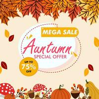 Autumn sale background flat design vector