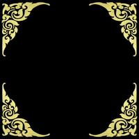 Pattern of wood frame carve flower on black background photo