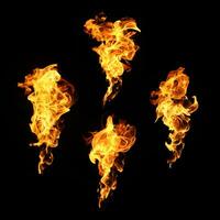 Fire flames collection isolated on black background photo