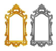 Golden and Gray vintage frame isolated on white background photo