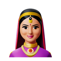 Indien la mariée visage 3d le rendu icône illustration png