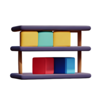 bookshelf 3d rendering icon illustration png