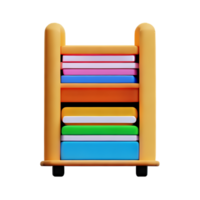 bookshelf 3d rendering icon illustration png