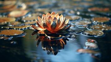 A flower that is floating in some water, Generative AI photo