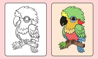 Coloring mascot with parrot character, cartoon illustration photo