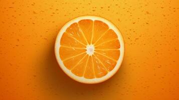 un naranja cortar en medio en un naranja fondo, generativo ai foto