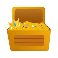 A chest of gold on a white background. Game icon. Vector