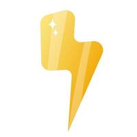 Gold lightning on a white background. Game icon. Vector