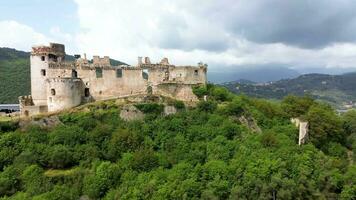 Drone Aerial view of Ligurian castle Govone video