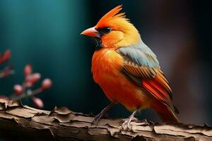 Colorful bird perched gracefully on a tree branch AI Generated photo