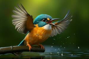 Adorable cartoon style hummingbird with oversized, expressive, enchanting eyes AI Generated photo