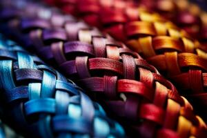 Close up shots illuminating the complex beauty of various woven textiles photo