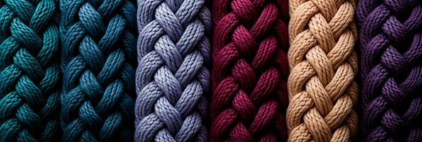 Extreme close up shots illustrating the detailed texture of knitted wool patterns photo