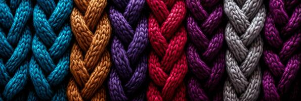 Extreme close up highlighting rich pattern and texture in knitted wool backgrounds photo