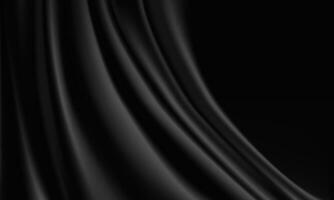 Abstract black silk fabric wave with blank space luxury background vector