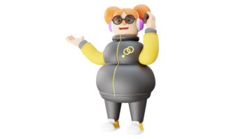 3D illustration. Busy Girl 3D cartoon character. Young Girl talking on the phone. A beautiful girl who is discussing her work. Adorable fat girl. 3D cartoon character png