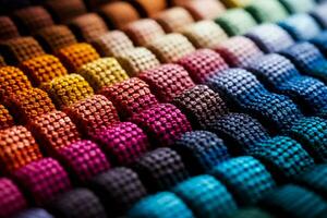 macro imágenes de cruzar puntada patrones impreso en multi de colores textil antecedentes foto