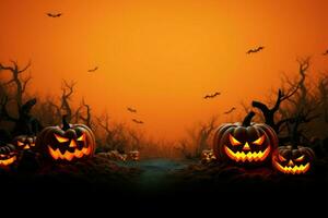 A Halloween themed banner with generous space for your creative message AI Generated photo