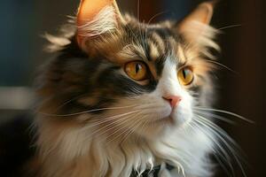 A captivating close up reveals the beauty of a graceful cat AI Generated photo