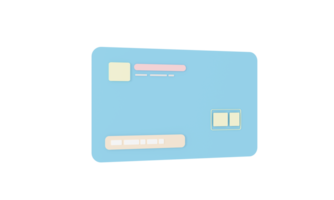 bleu crédit carte minimal Paiement en ligne 3d le rendu. png