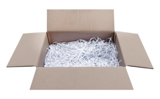 White shredding paper in cardboard crate png