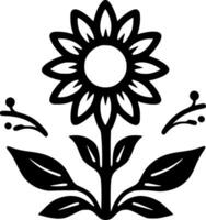 flor - negro y blanco aislado icono - vector ilustración