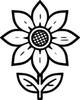 Flower - Black and White Isolated Icon - Vector illustration